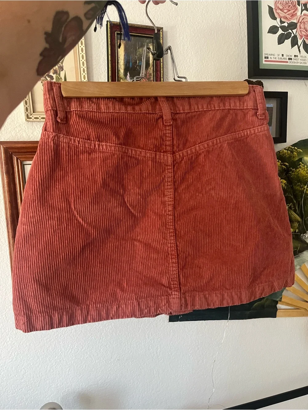 FREE PEOPLE NWOT Anthropologie Ray Cord Terracotta Button Up Corduroy Skirt